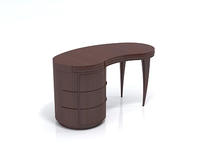 Dark Wooden Console Table With Curved Top Elegant Design And Drawers 3d model