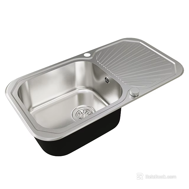 Durable Stainless Steel Single Bowl Kitchen Sink with Scratch Resistant Bottom and Drainer 3d model 