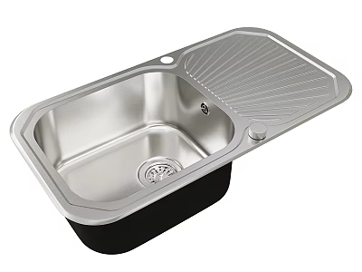 Durable Stainless Steel Single Bowl Kitchen Sink with Scratch Resistant Bottom and Drainer 3d model