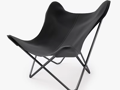 Modern Black Leather Leisure Chair With Streamlined Design And Metal Frame 3d model