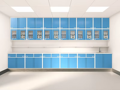 Medical Devices Storage Room Interior With Blue Cabinets And Shelves 3d model