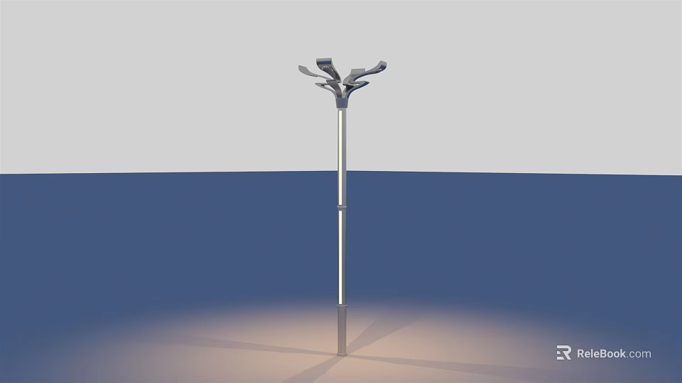Modern Outdoor Street Lamp With Multiple Light Heads And Metal Pole Design 3d model 