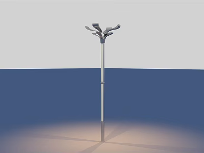 Modern Outdoor Street Lamp With Multiple Light Heads And Metal Pole Design 3d model