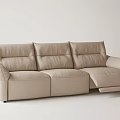 Stylish Beige Leather Three Seater Sofa With Recliner Function And Modern Design