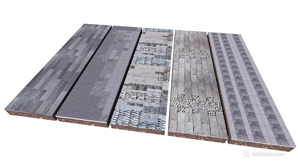 Stone Slabs With Various Patterns For Garden Decor And Pathway Design 3d model