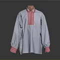 Light Blue Long Sleeve Shirt With Pink Collar Cuffs And Vertical Trim