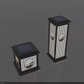 Solar Powered Outdoor Lights With Square Design And Moon Mountain Pattern 3d model