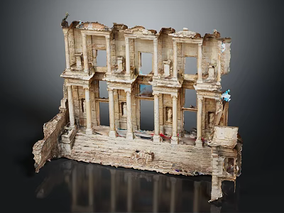 Detailed Ancient Architecture Model Featuring Columns Arches and Ruined Walls Structure 3d model