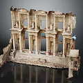 Detailed Ancient Architecture Model Featuring Columns Arches and Ruined Walls Structure 3d model