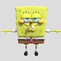 Yellow Square Smiling With Big Eyes Brown Shorts White Shirt Red Tie And Outstretched Arms