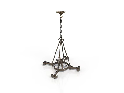 Vintage Metal Hanging Lamp With Decorative Chain And Support Brackets 3d model