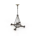 Vintage Metal Hanging Lamp With Decorative Chain And Support Brackets
