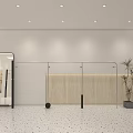 Modern Minimalist Clothing Store Interior With Metal Racks Mirrors And White Speckled Flooring