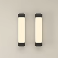 Two Black Framed Rectangular Wall Lamps Mounted On Light Colored Wall With White Light 3d model