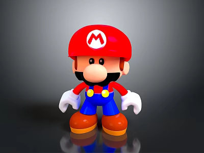 Mario Toy Figurine With Red Hat Black Mustache Blue Overalls And Brown Shoes 3d model