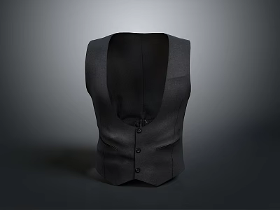 Classic Black Vest For Daily Wear With Sleeveless Button Design 3d model