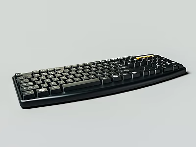 Black Curved Computer Keyboard With Standard Key Layout And Ergonomic Design 3d model
