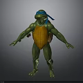 Detailed 3D Model of Ninja Turtle With Blue Headband And Orange Shell