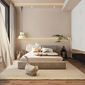 Modern Open Living and Dining Room Interior With Sofa Coffee Table Dining Table Natural Light 3d model
