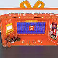 Spring Gift Promotion Orange Display Stand With Blue Grid And Gift Machines 3d model