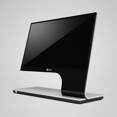 Modern Computer Monitor With Black Screen Silver Base And Sleek Modern Design 3d model