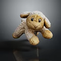 Soft White and Light Brown Plush Lamb Toy on Dark Background with Reflection 3d model