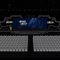 Event Stage Design With LOGO Blue Lighting Audience Seats And Large Screen