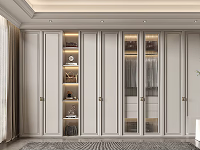 Elegant Modern Wardrobe Interior Design With Glass Doors Shelves Drawers And Built In Lighting 3d model