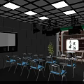 Contemporary Workspace With Long Desk Multiple Monitors Black Chairs White Walls And Glass Partition