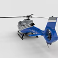 Blue And Gray Helicopter Model With NS016 Marking Rotor And Tail Design Details