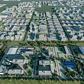 Aerial View Of Large Scale Industrial Zone With Neatly Arranged Factory Buildings And Roads