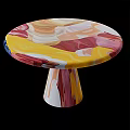 Round Dining Table With Colorful Fluid Art Tabletop And Swirl Pattern Base 3d model