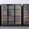 Commercial Glass Door Refrigerators Filled With Various Bottled Drinks Neatly Arranged In Retail Setting