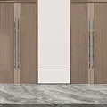 Modern Wooden Main Doors With Sleek Design Metal Handles And Marble Floor