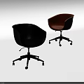 Modern Black and Orange Office Chairs with Swivel Function and Wheels 3d model