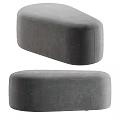 Modern Grey Fabric Sofa Stool With Curved Design And Soft Padding For Living Room