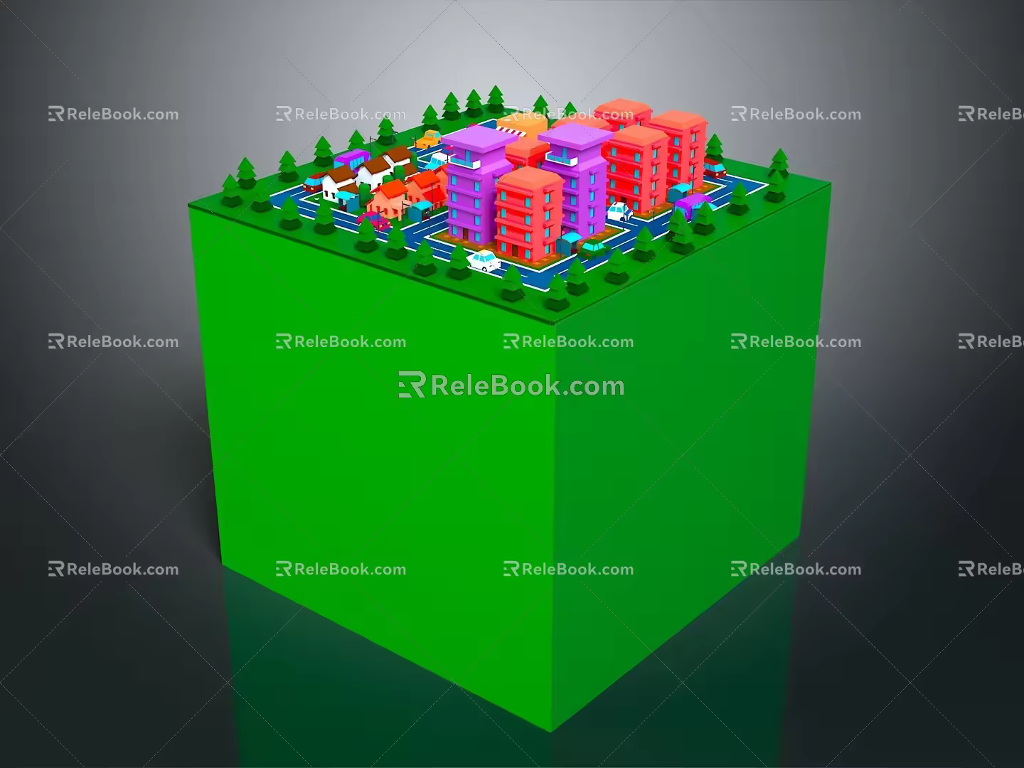 Cartoon Building Cartoon Unit Aerial View of the City Aerial View of the City 3d model