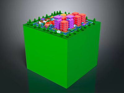Cartoon Building Cartoon Unit Aerial View of the City Aerial View of the City 3d model