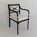 Elegant Single Armchair With Black Frame Beige Cushioned Seat Classic Cross Back Design