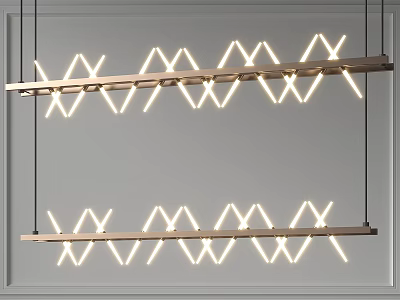 Contemporary Geometric Linear Chandelier With X Shaped LED Lights And Metal Frame For Modern Interior Design 3d model