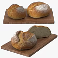 Artisan Freshly Baked Bread On Wooden Cutting Board With Whole And Sliced Loaves