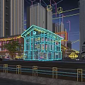 Modern Urban Commercial Street With High Rise Buildings Bustling Pedestrians And Storefronts