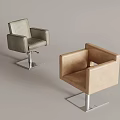 Modern Salon Chairs With Gray And Beige Leather Upholstery And Metal Bases