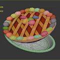 Delicious Fruit Pie With Lattice Crust Fluted Edges And Decorative Shapes On Silver Foil Tray