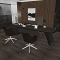 Manager office desk and chair combination 3d model