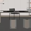 Modern Minimalist Desk Interior With Laptop Books Chair And Desk Lamp