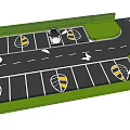 Organized Parking Lot Layout With Multiple Spaces Green Areas And White Car