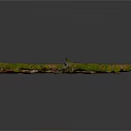 Three Tree Branches Covered With Green Moss On White Background