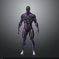 3D Rendered Human Figure With Purple Blue Neon Glowing Lines And Futuristic Design