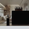 Modern Bedroom Interior With Wooden Textured Wall King Size Bed And Floating Shelves